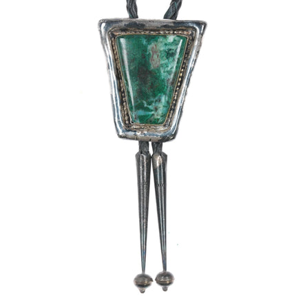 c1960 Native American silver chrysocolla bolo tie - Estate Fresh Austin