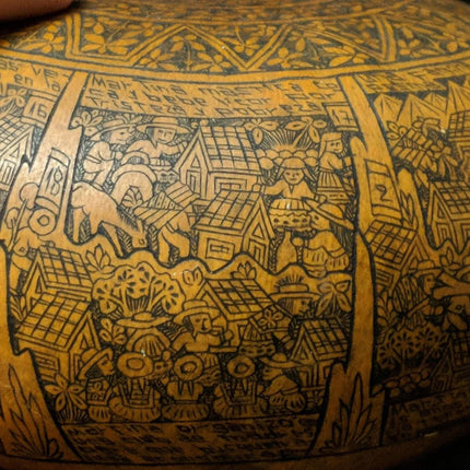 c1960 Peruvian Indigenous Native Gourd art - Estate Fresh Austin