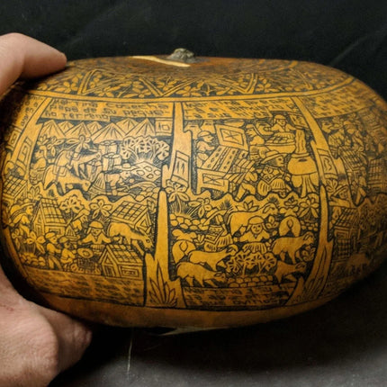 c1960 Peruvian Indigenous Native Gourd art - Estate Fresh Austin