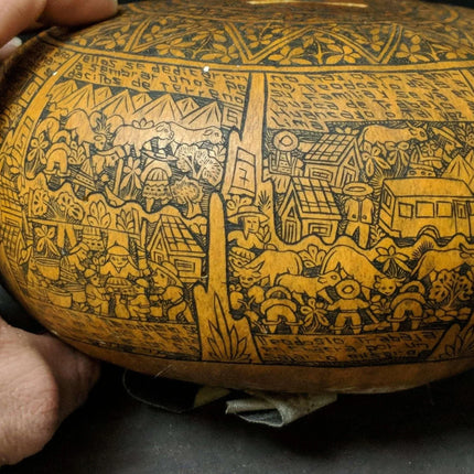 c1960 Peruvian Indigenous Native Gourd art - Estate Fresh Austin