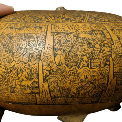 c1960 Peruvian Indigenous Native Gourd art - Estate Fresh Austin