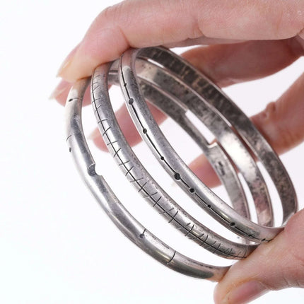 c1960 Peter Broome California Modernist Sterling silver bangles set - Estate Fresh Austin