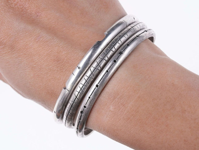 c1960 Peter Broome California Modernist Sterling silver bangles set - Estate Fresh Austin