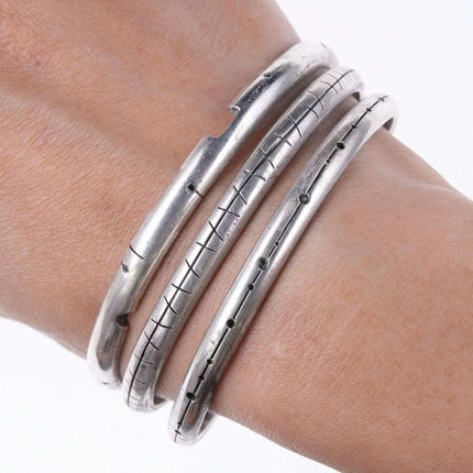 c1960 Peter Broome California Modernist Sterling silver bangles set - Estate Fresh Austin