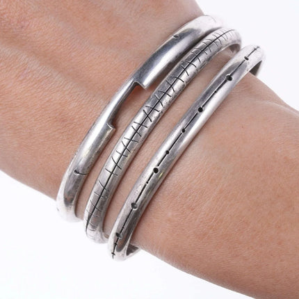 c1960 Peter Broome California Modernist Sterling silver bangles set - Estate Fresh Austin