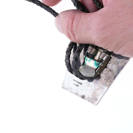 c1960 Southwestern Sterling and jasper bolo tie - Estate Fresh Austin