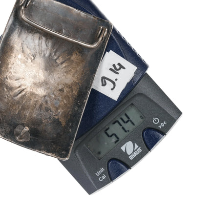 c1960's Navajo chiseled silver green turquoise belt buckle - Estate Fresh Austin