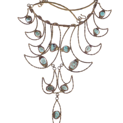 c1960's Pal Kepenyes brutalist Bronze turquoise statement necklace - Estate Fresh Austin