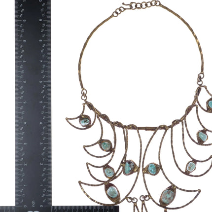 c1960's Pal Kepenyes brutalist Bronze turquoise statement necklace - Estate Fresh Austin