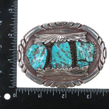 c1960's Robert and Bernice Leekya Zuni Sterling and turquoise belt buckle - Estate Fresh Austin