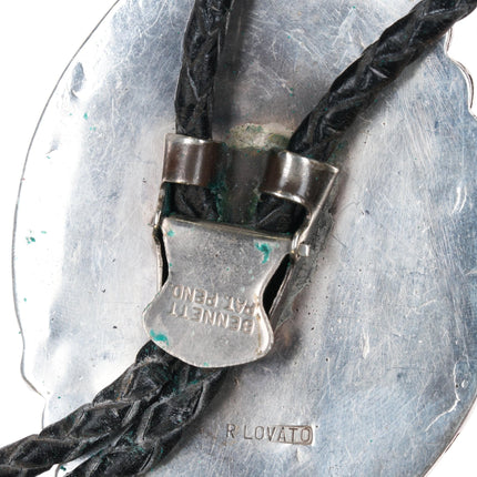 c1970 39" Large Ray Lovato (b. 1946) Kewa Sterling high grade turquoise bolo tie - Estate Fresh Austin