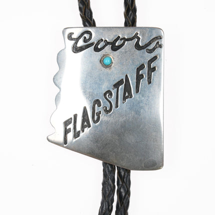 c1970 Coors Flagstaff Beer Advertising bolo tie sterling Tsosie Navajo - turquoise - Estate Fresh Austin