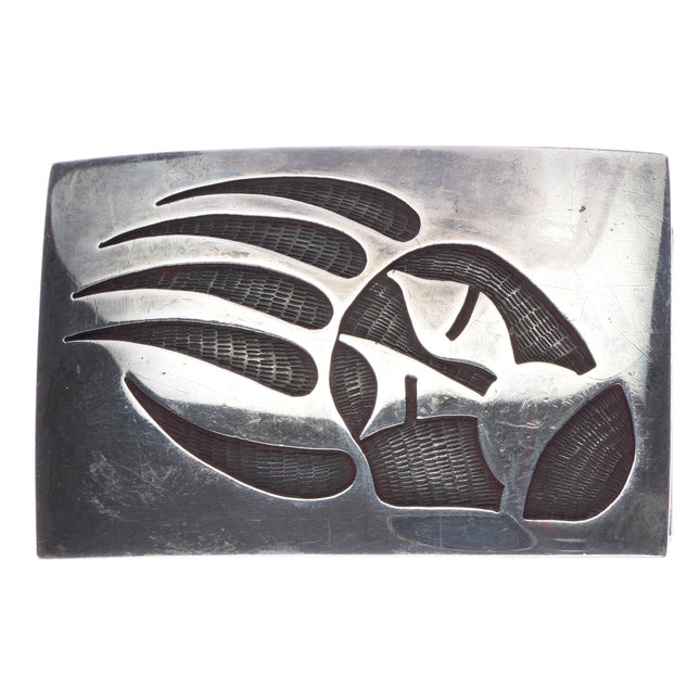 c1970 Daniel Phillips Hopi overlay Hopicrafts belt buckle sterling - Estate Fresh Austin