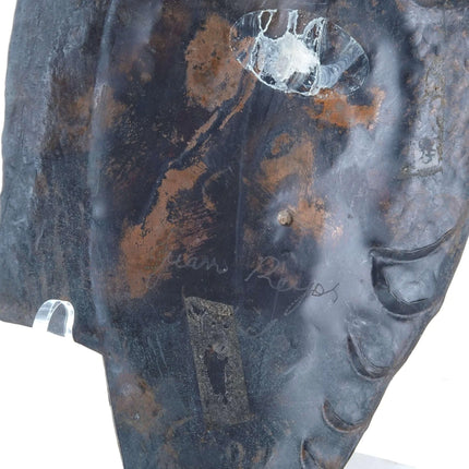 c1970 Juan Reyes Copper and Brass Owl wall plaque with Multicolor Natural Stones - Estate Fresh Austin