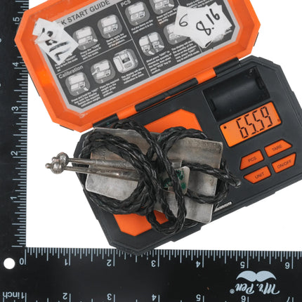 c1970 Large Wayne Cheama Zuni Sterling, turquoise, and coral bolo tie - Estate Fresh Austin