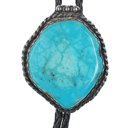 c1970 Native American Kingman turquoise sterling bolo tie - Estate Fresh Austin