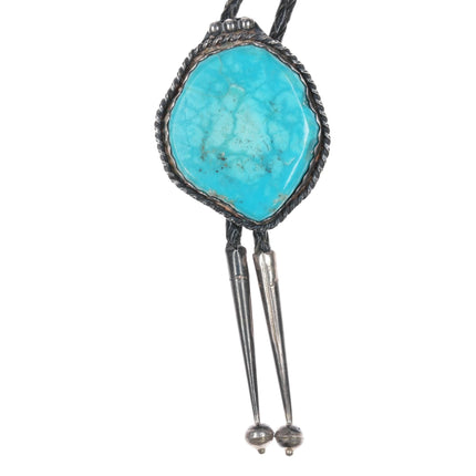 c1970 Native American Kingman turquoise sterling bolo tie - Estate Fresh Austin