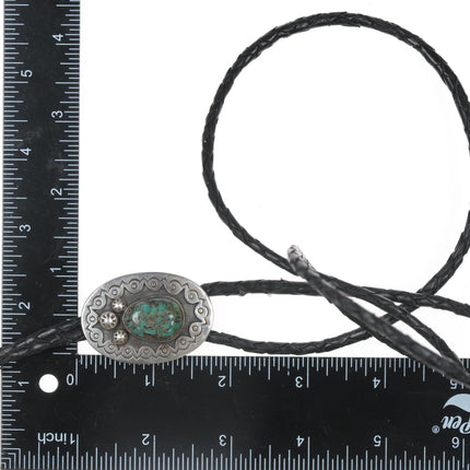 c1970 Southwestern sterling Chrysocolla bolo tie - Estate Fresh Austin