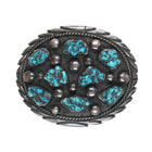 c1970's Althea Latome Navajo sterling pyrite turquoise nugget belt buckle - Estate Fresh Austin