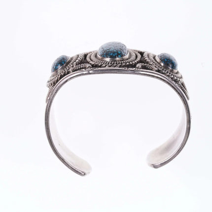 6.5" c1970's Lander Blue Turquoise Native American Silver bracelet - Estate Fresh Austin