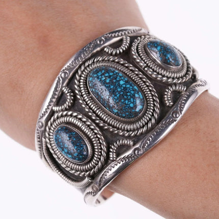 6.5" c1970's Lander Blue Turquoise Native American Silver bracelet - Estate Fresh Austin