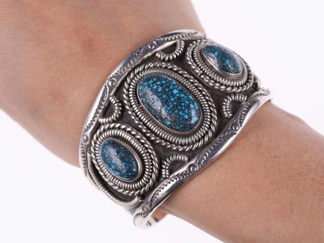 6.5" c1970's Lander Blue Turquoise Native American Silver bracelet - Estate Fresh Austin