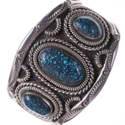 6.5" c1970's Lander Blue Turquoise Native American Silver bracelet - Estate Fresh Austin