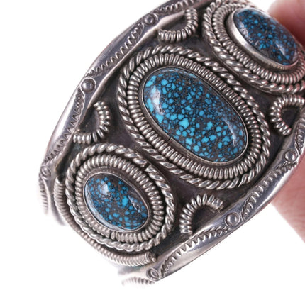 6.5" c1970's Lander Blue Turquoise Native American Silver bracelet - Estate Fresh Austin