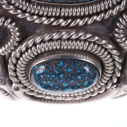 6.5" c1970's Lander Blue Turquoise Native American Silver bracelet - Estate Fresh Austin