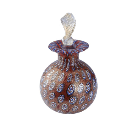 c1970's Murano Millefiori gold perfume bottle with stopper - Estate Fresh Austin