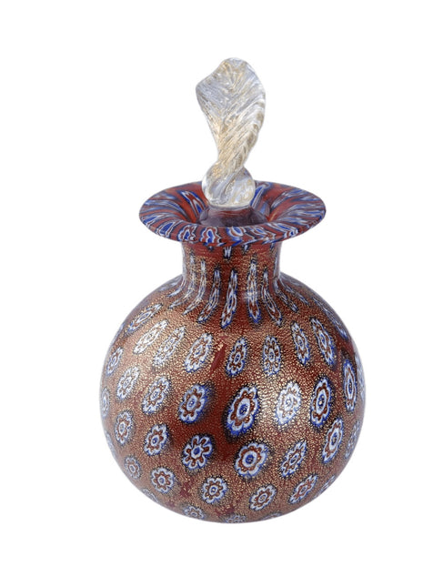 c1970's Murano Millefiori gold perfume bottle with stopper - Estate Fresh Austin