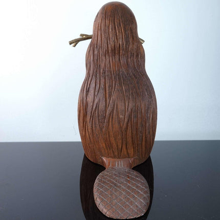 c1970's Sarried Ltd Finely Carved Beaver Sculpture with Brass stick - Estate Fresh Austin