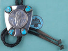c1978 Frank Patania Jr modernist sterling bolo turquoise & Mexican 100 Peso - Estate Fresh Austin