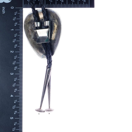 c1980 38" R Navajo sterling, turquoise, and coral snake bolo tie - Estate Fresh Austin