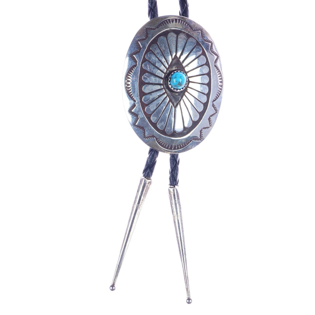 c1980's 42" Sterling stamped bolo tie with turquoise - Estate Fresh Austin