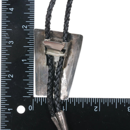 c1980's Vintage Native American Sterling and onyx bolo tie - Estate Fresh Austin