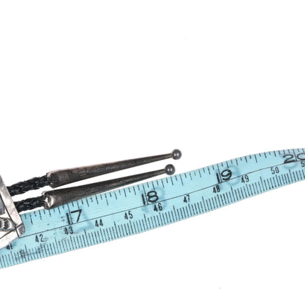 c1980's Vintage Native American Sterling and onyx bolo tie - Estate Fresh Austin