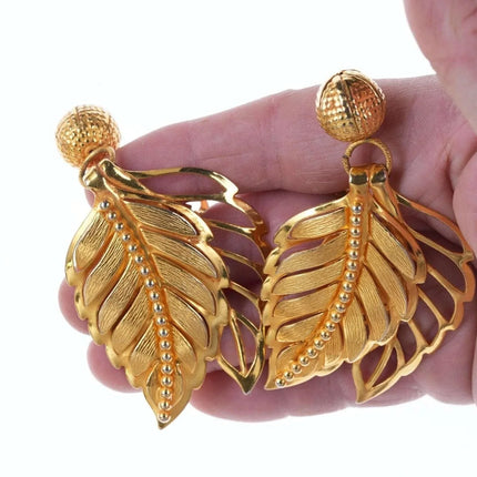 c1990 French Philippe Ferrandis Paris gold-tone runway necklace and clip-on earr - Estate Fresh Austin