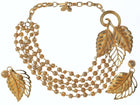 c1990 French Philippe Ferrandis Paris gold-tone runway necklace and clip-on earr - Estate Fresh Austin