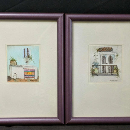 Carol Jean Green Miniature Watercolors Listed California Artist - Estate Fresh Austin