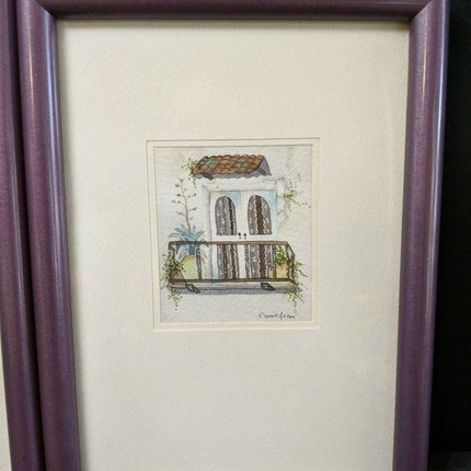Carol Jean Green Miniature Watercolors Listed California Artist - Estate Fresh Austin