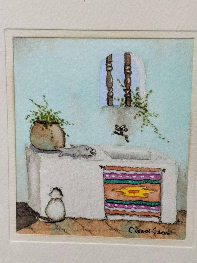 Carol Jean Green Miniature Watercolors Listed California Artist - Estate Fresh Austin