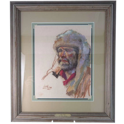 Carol Theroux California Listed Artist original Pastel drawing of a Mountain Man - Estate Fresh Austin