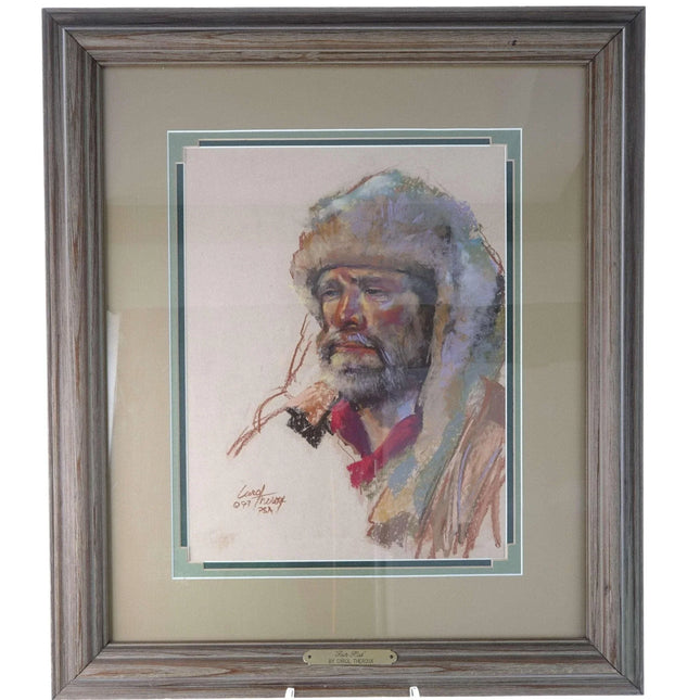 Carol Theroux California Listed Artist original Pastel drawing of a Mountain Man - Estate Fresh Austin