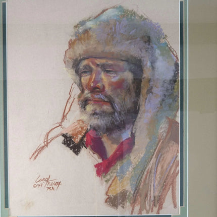 Carol Theroux California Listed Artist original Pastel drawing of a Mountain Man - Estate Fresh Austin