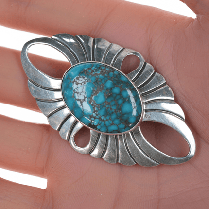 Carol Wylie Navajo silver and high grade turquoise pin - Estate Fresh Austin