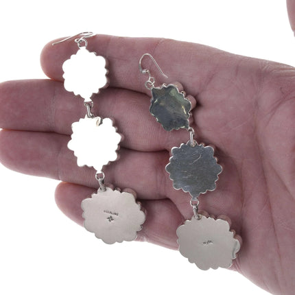 Carol Wylie Navajo Sterling Kingman Turquoise cluster earrings - Estate Fresh Austin