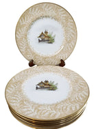 Cauldon Plate Set Lake Cabin with Fern Border c.1900 9