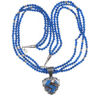 Cecil Ashley Navajo Denim Lapis, coral, opal, onyx, sterling pendant on lapis - Estate Fresh Austin