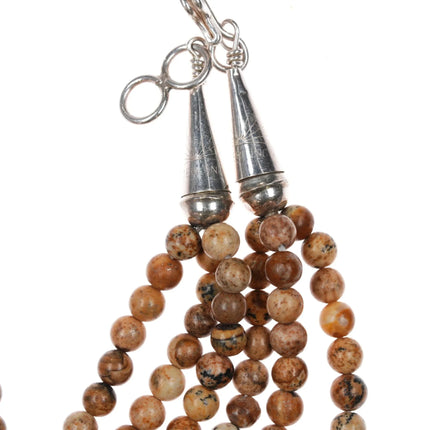 Cecil Ashley Navajo sterling tiger's Eye, Onyx, petrified wood pendant/necklace - Estate Fresh Austin